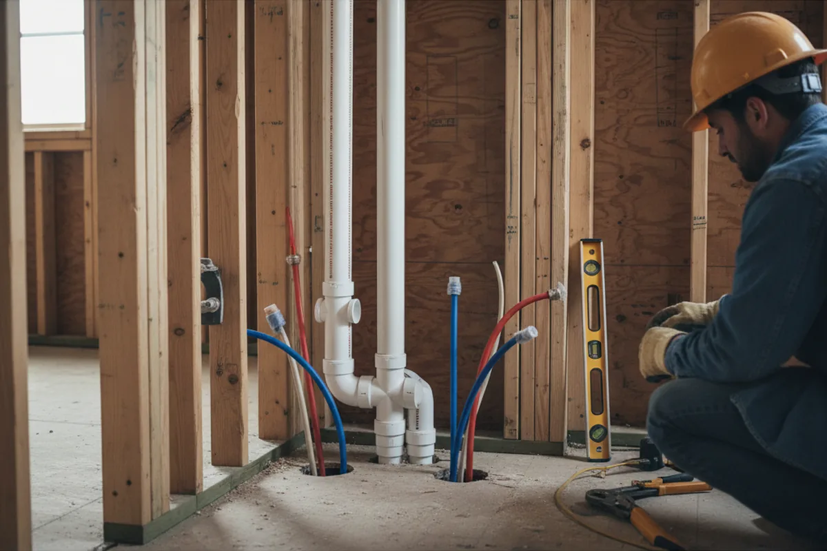 Drain and supply rough-in during Garbage Disposal Repair in Beaumont